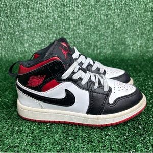 Nike Boys Air Jordan 1 Mid DQ8424-106 White Basketball Shoes Sneakers Size 11C